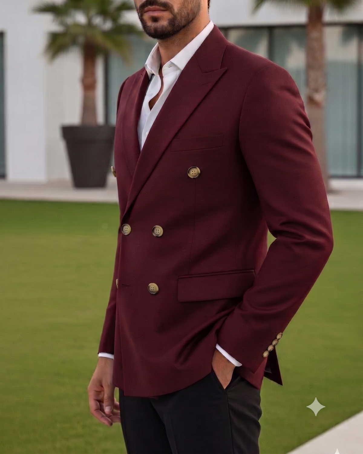 Wine Double Breasted Blazer by Italian Vega®