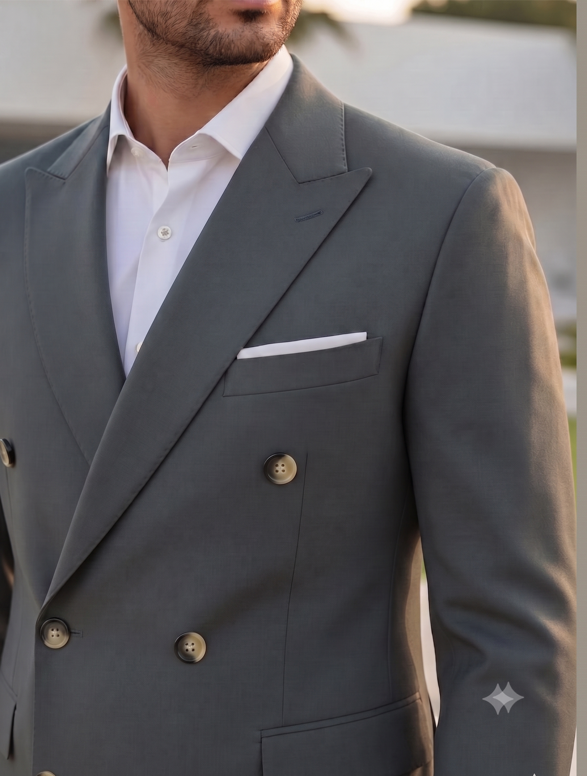 Stone Grey Double Breasted Blazer by Italian Vega®