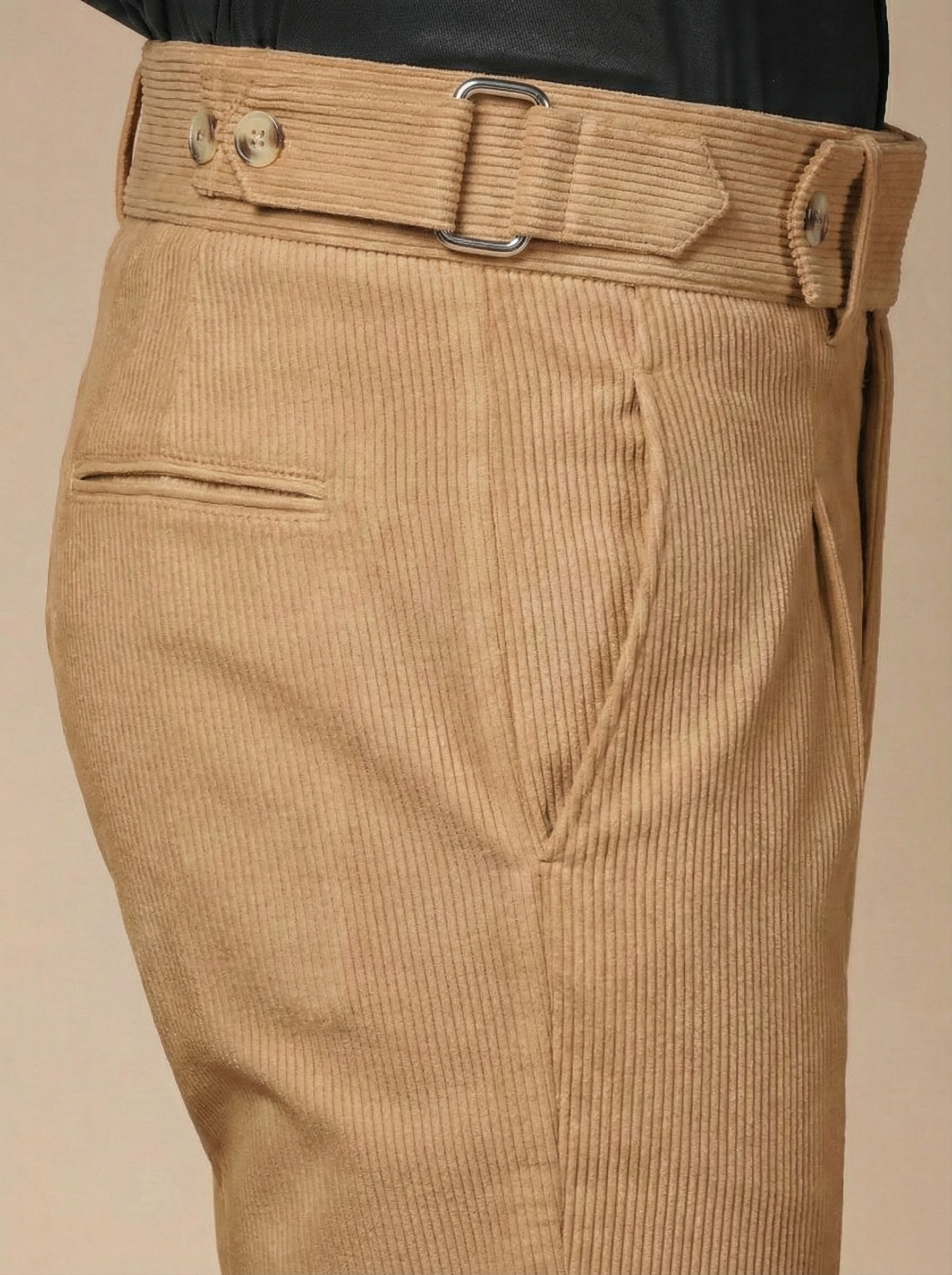 Khakhi Corduroy Oxford Gurkha Pants | Boot Cut Fit by ITALIAN VEGA®