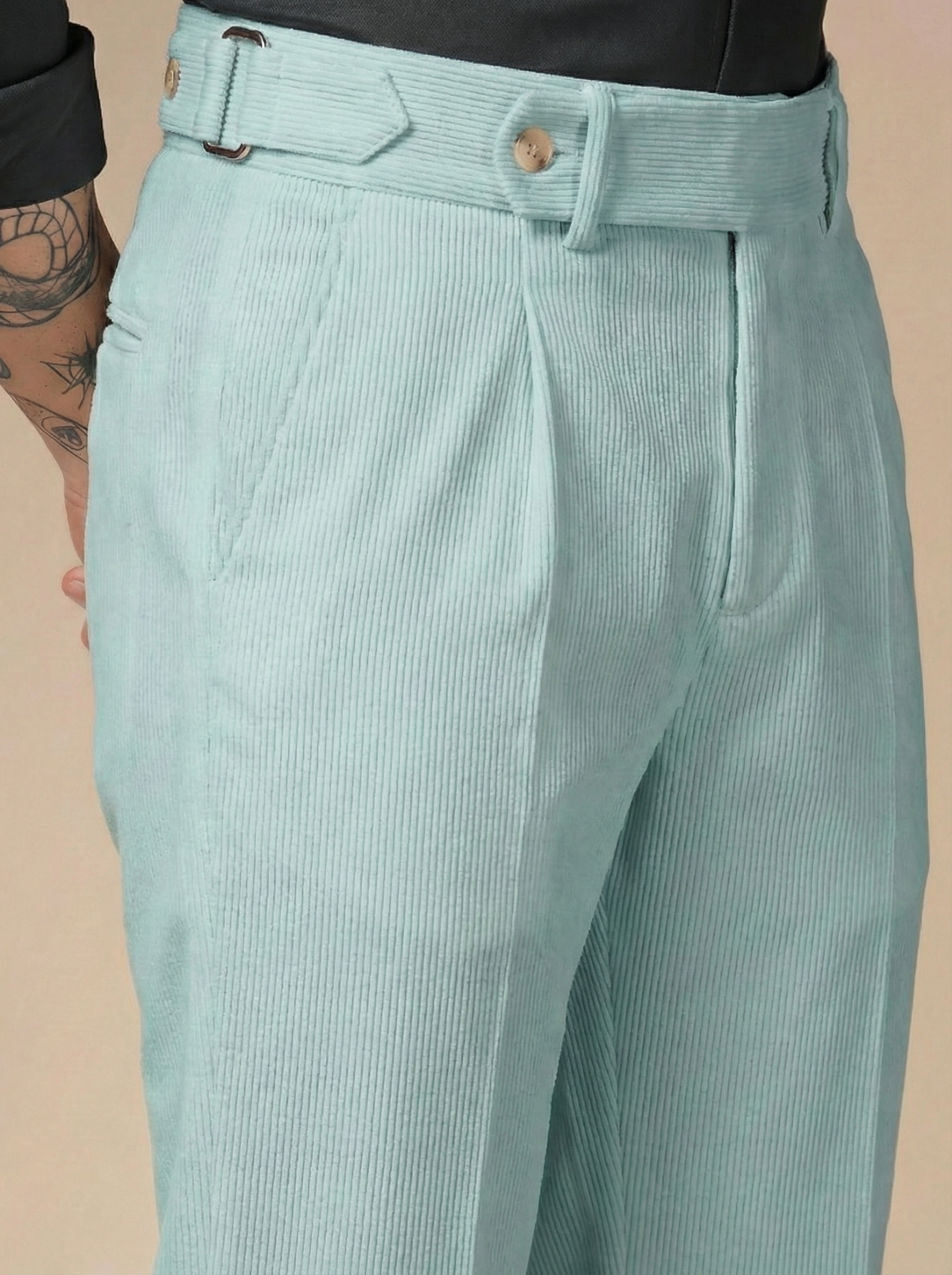 Sage Green Corduroy Oxford Gurkha Pants | Boot Cut Fit by ITALIAN VEGA®