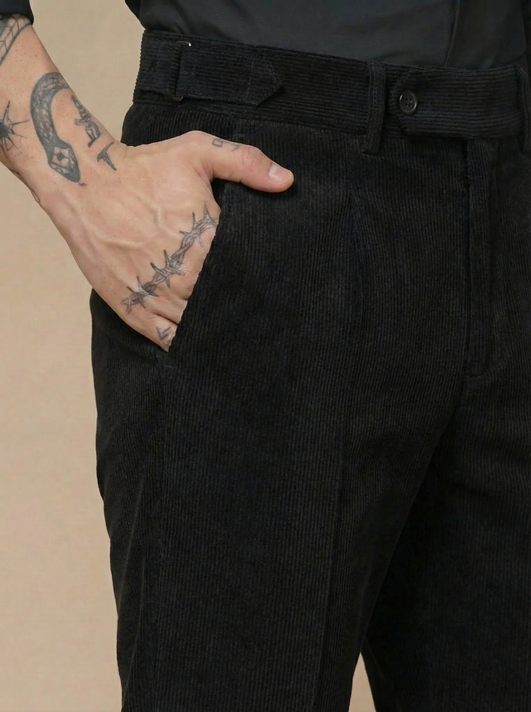 Black Corduroy Oxford Gurkha Pants | Boot Cut Fit by ITALIAN VEGA®