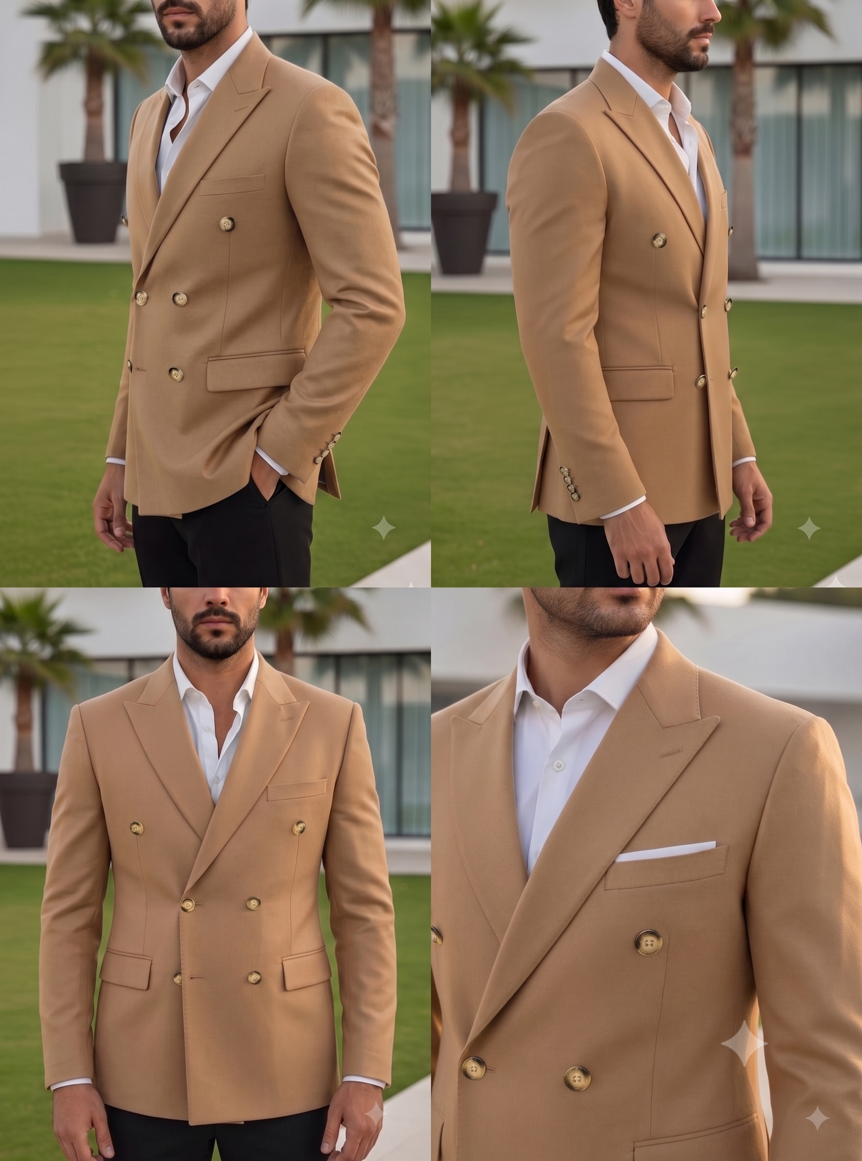 Camel Double Breasted Blazer by Italian Vega®