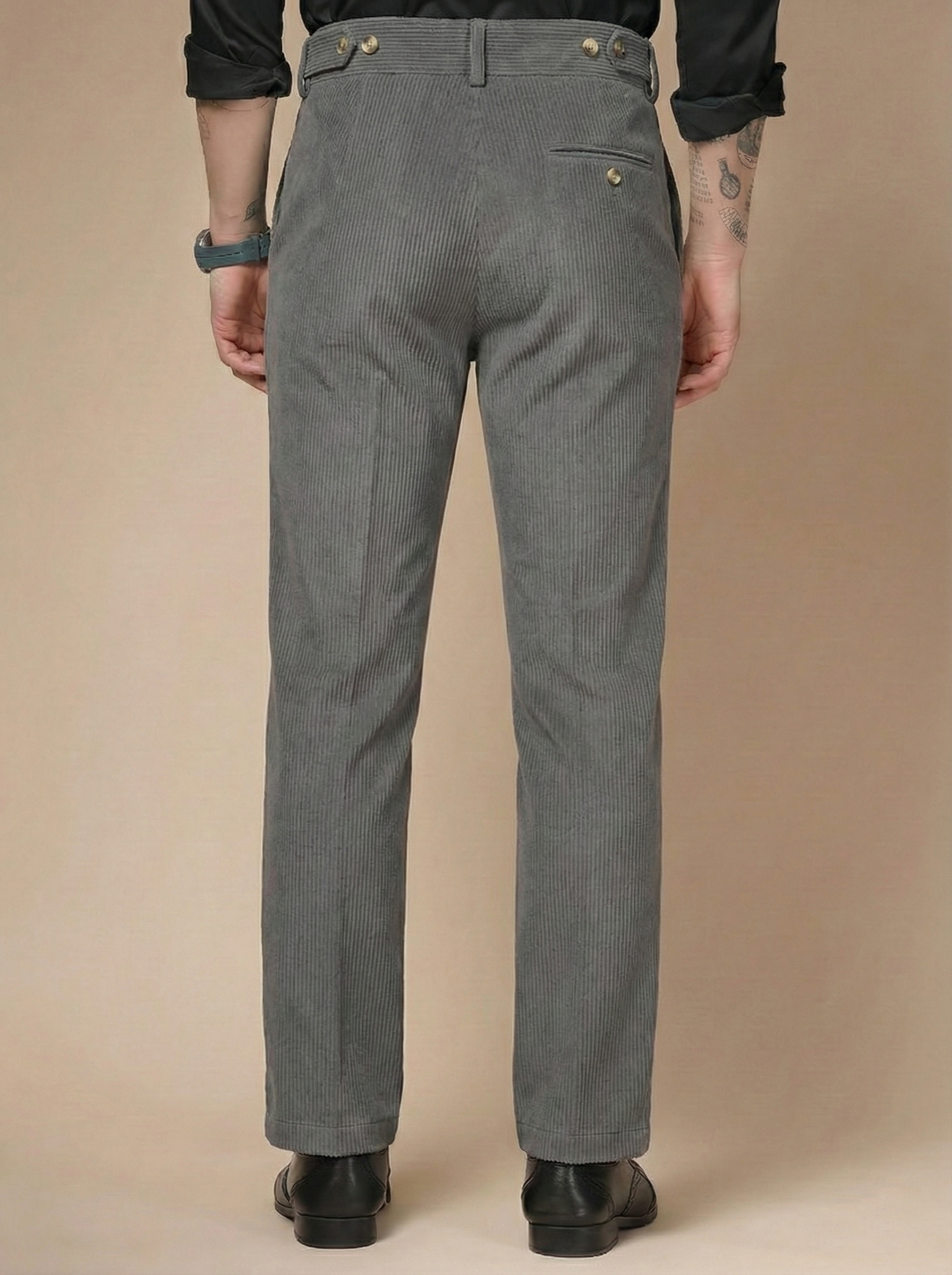 Dark Grey Corduroy Oxford Gurkha Pants | Boot Cut Fit by ITALIAN VEGA®