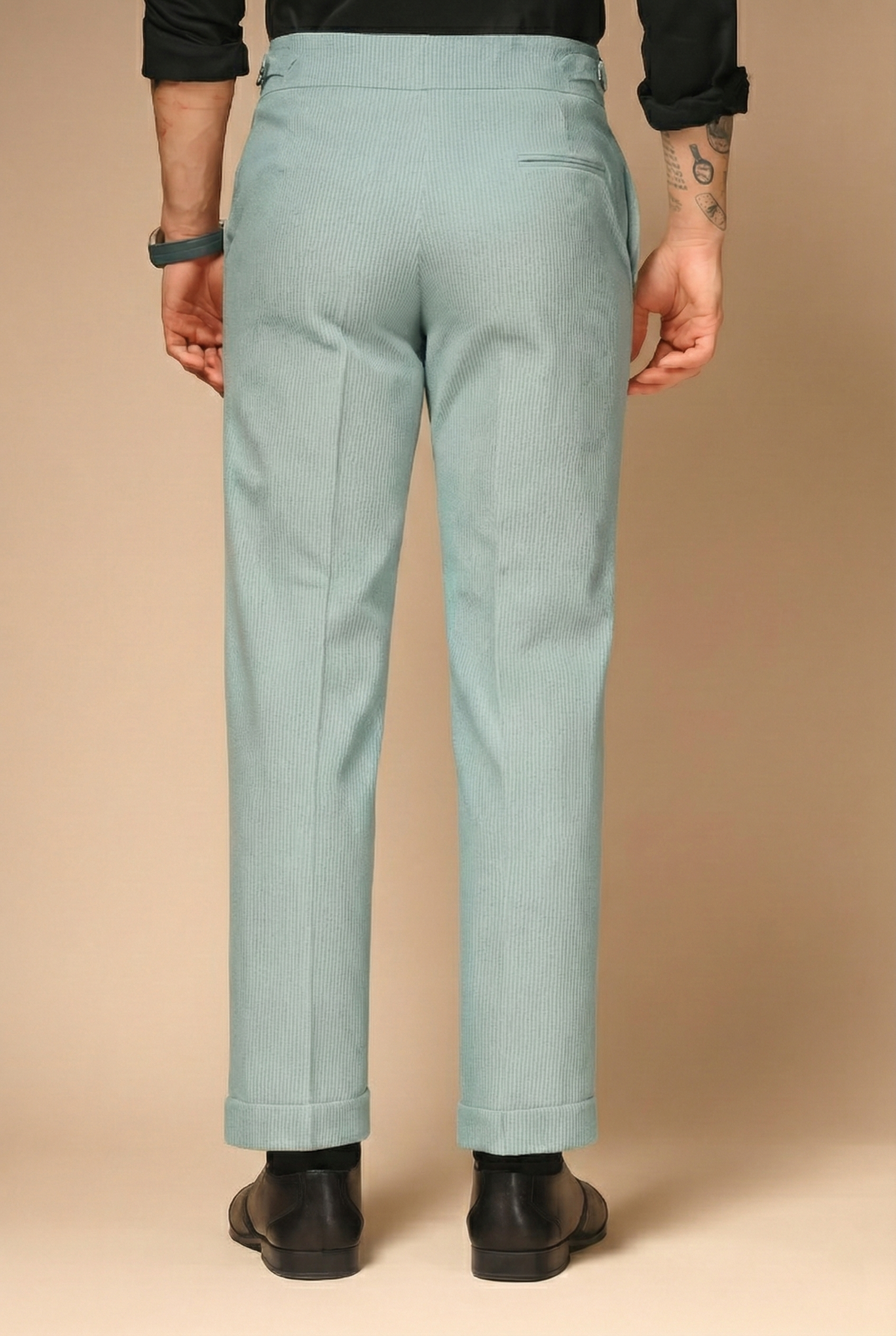 Sage Green Corduroy Signature Buttoned Gurkha Pants | Boot Cut Fit by ITALIAN VEGA®