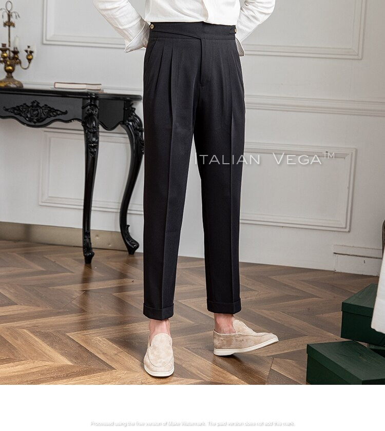 Charcoal Black Classic Buttoned Gurkha Pants by Italian Vega® – Italian ...