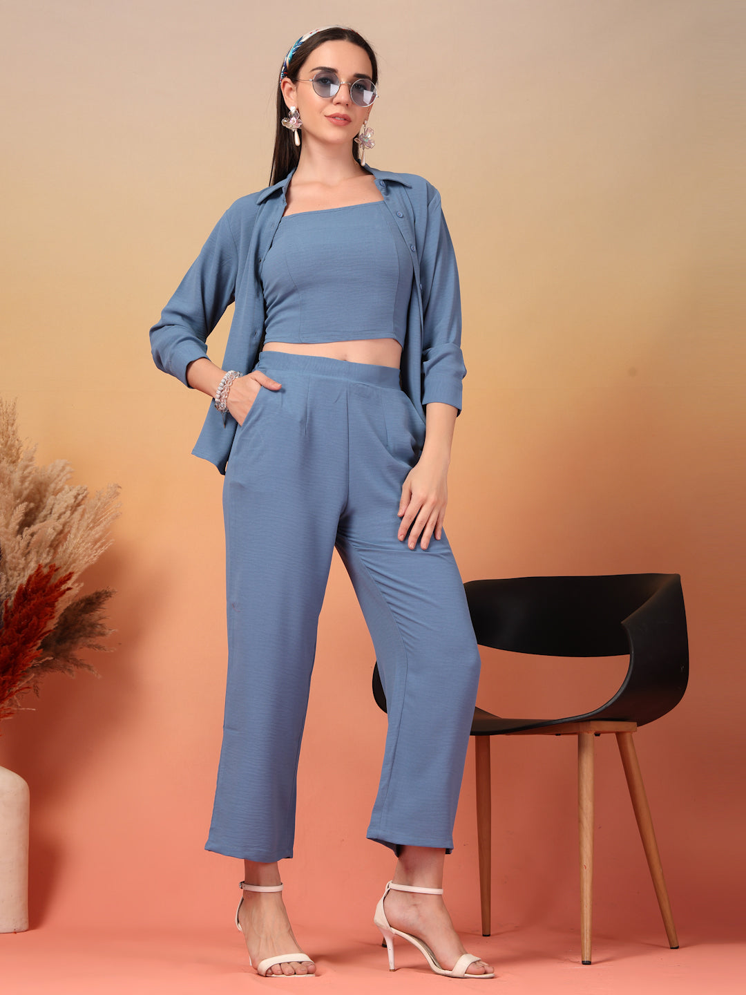 Imperial Celeste Bleu Trio Co-ord Set by Italian Vega