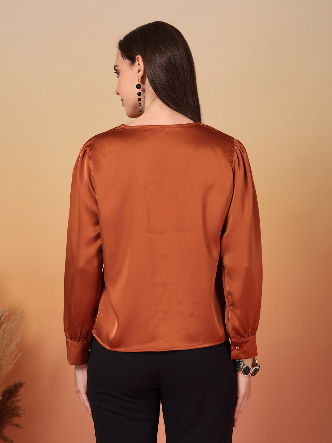 Peach Satin Shirt for Women | By ItalianVega