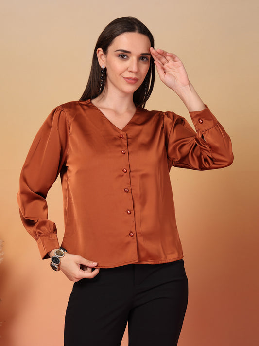 Peach Satin Shirt for Women | By ItalianVega