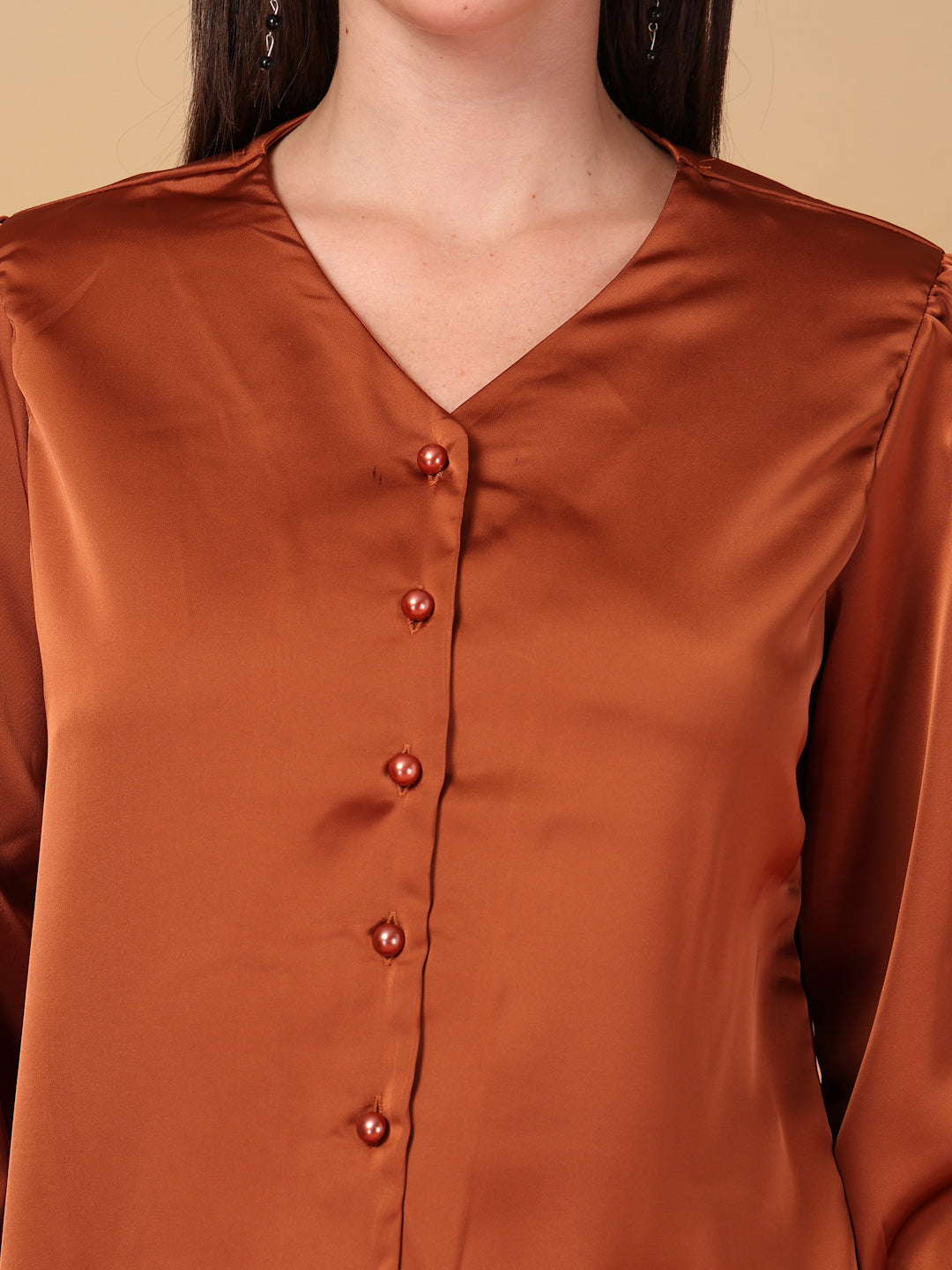 Peach Satin Shirt for Women | By ItalianVega