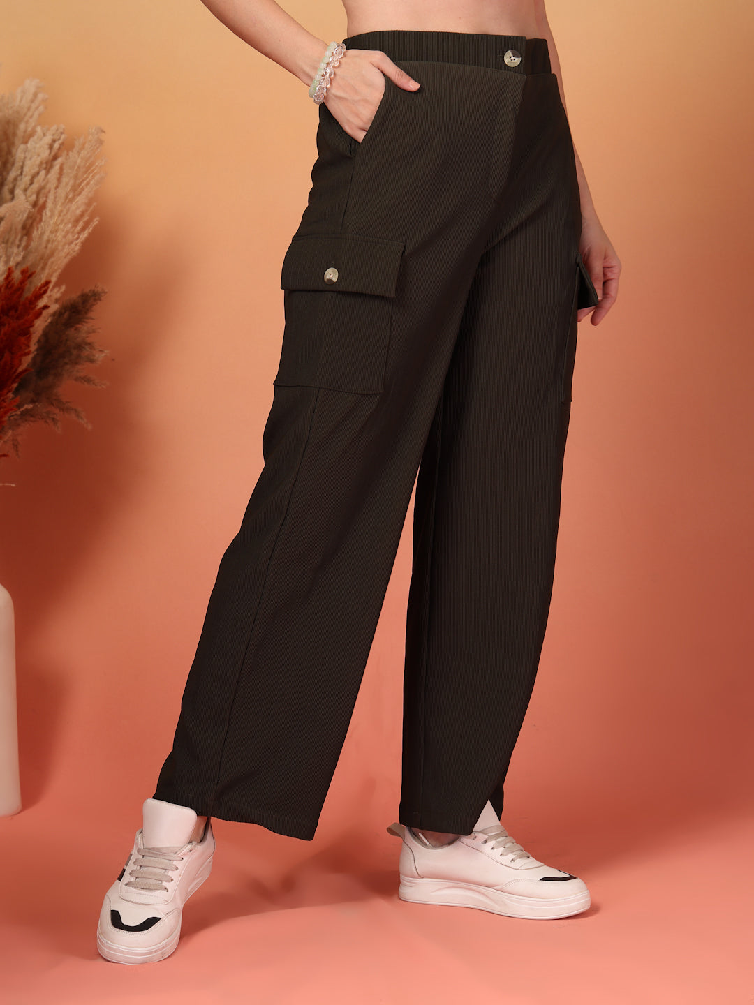 Brown Corduroy Cargo Pants for Women | By ItalianVega