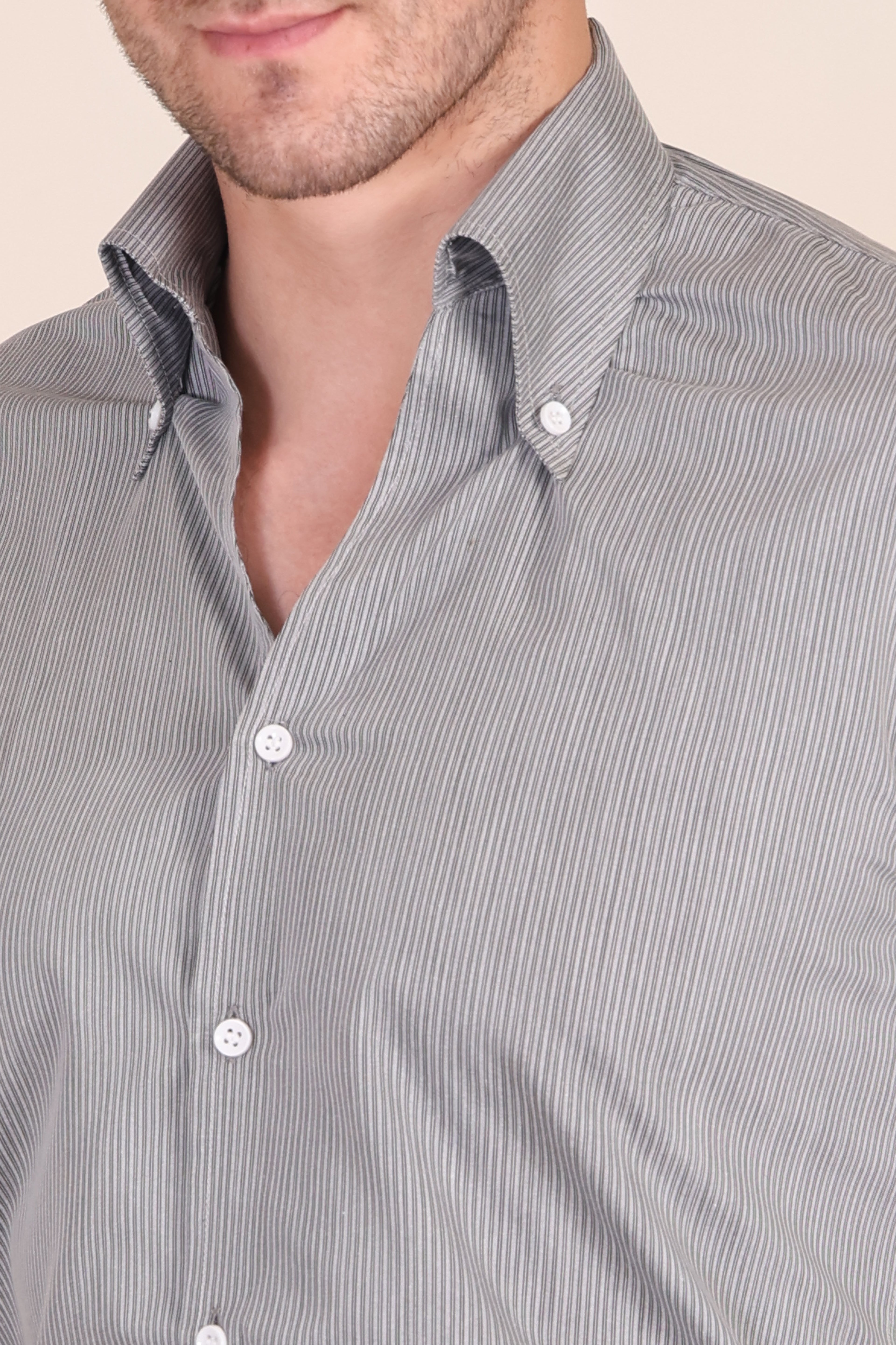 Black Pencil Stripe One Piece Collar Shirt by Italian Vega®