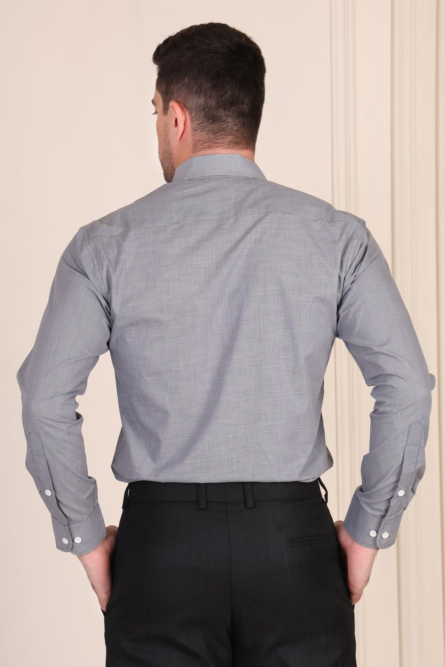 Grey Textured One Piece Collar Shirt by Italian Vega®