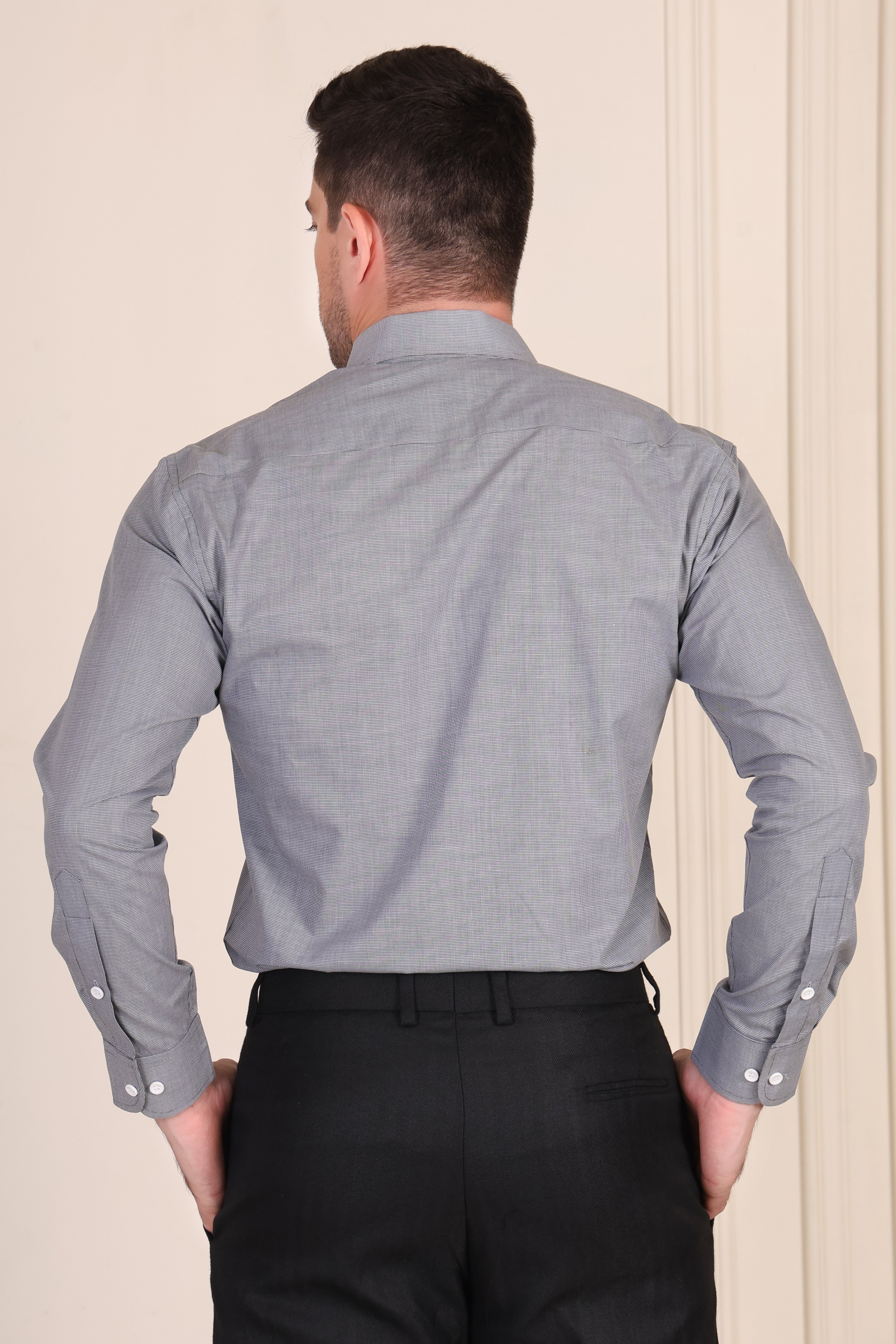 Grey Textured One Piece Collar Shirt by Italian Vega®