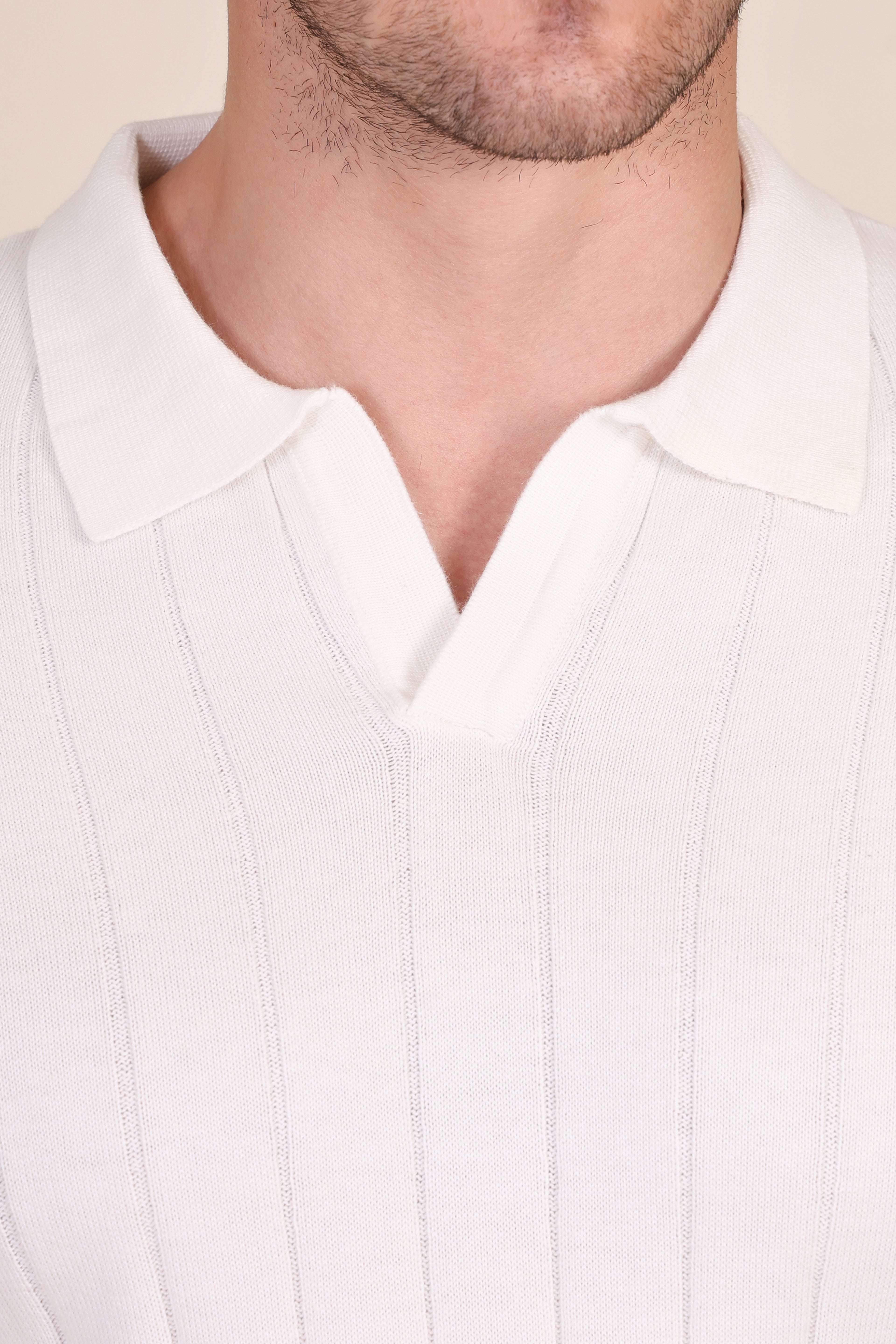 White Knit Polo | Wide Ribbed by ITALIANVEGA®