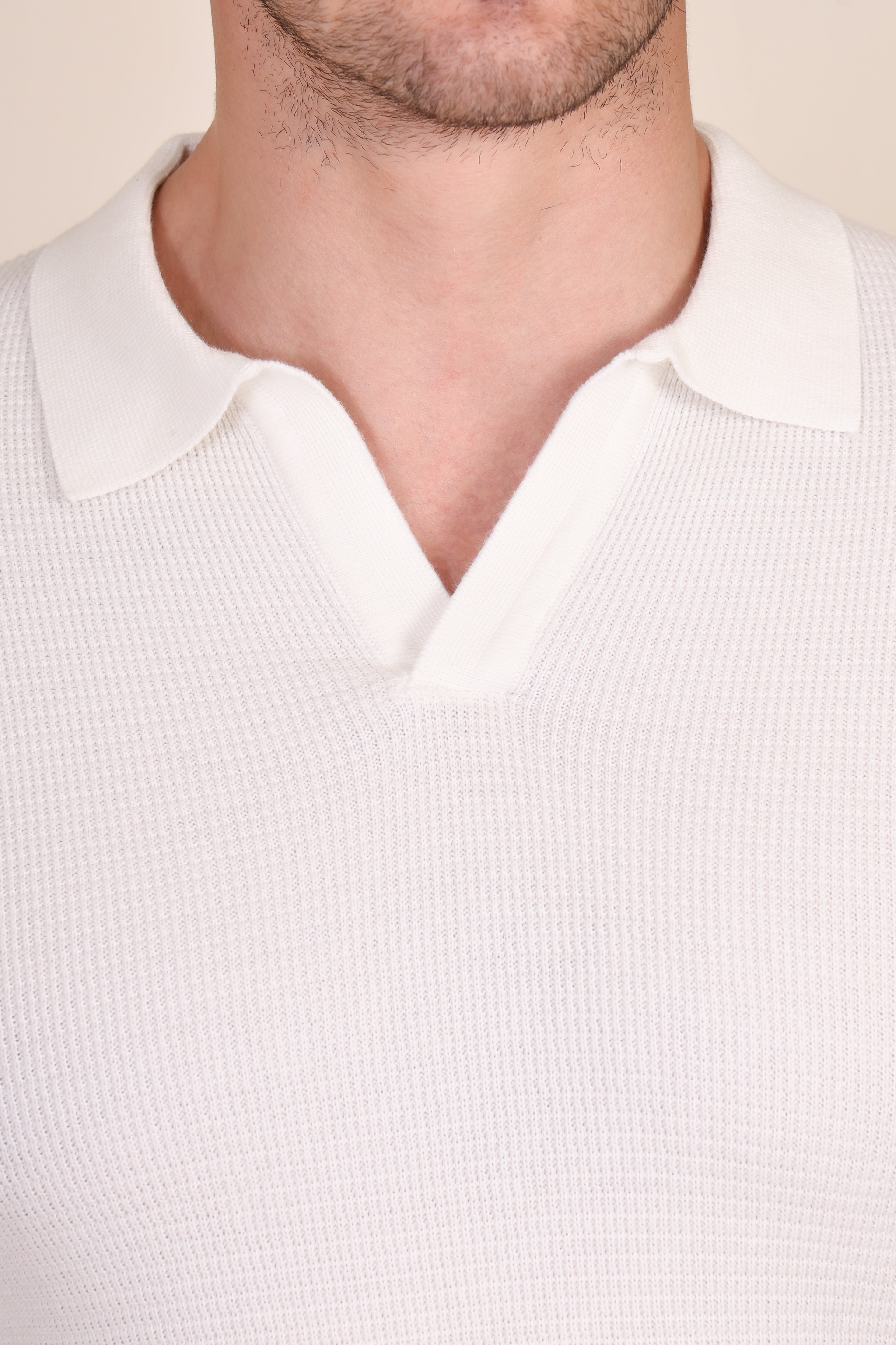 White Flat Knit Polo by ITALIANVEGA®
