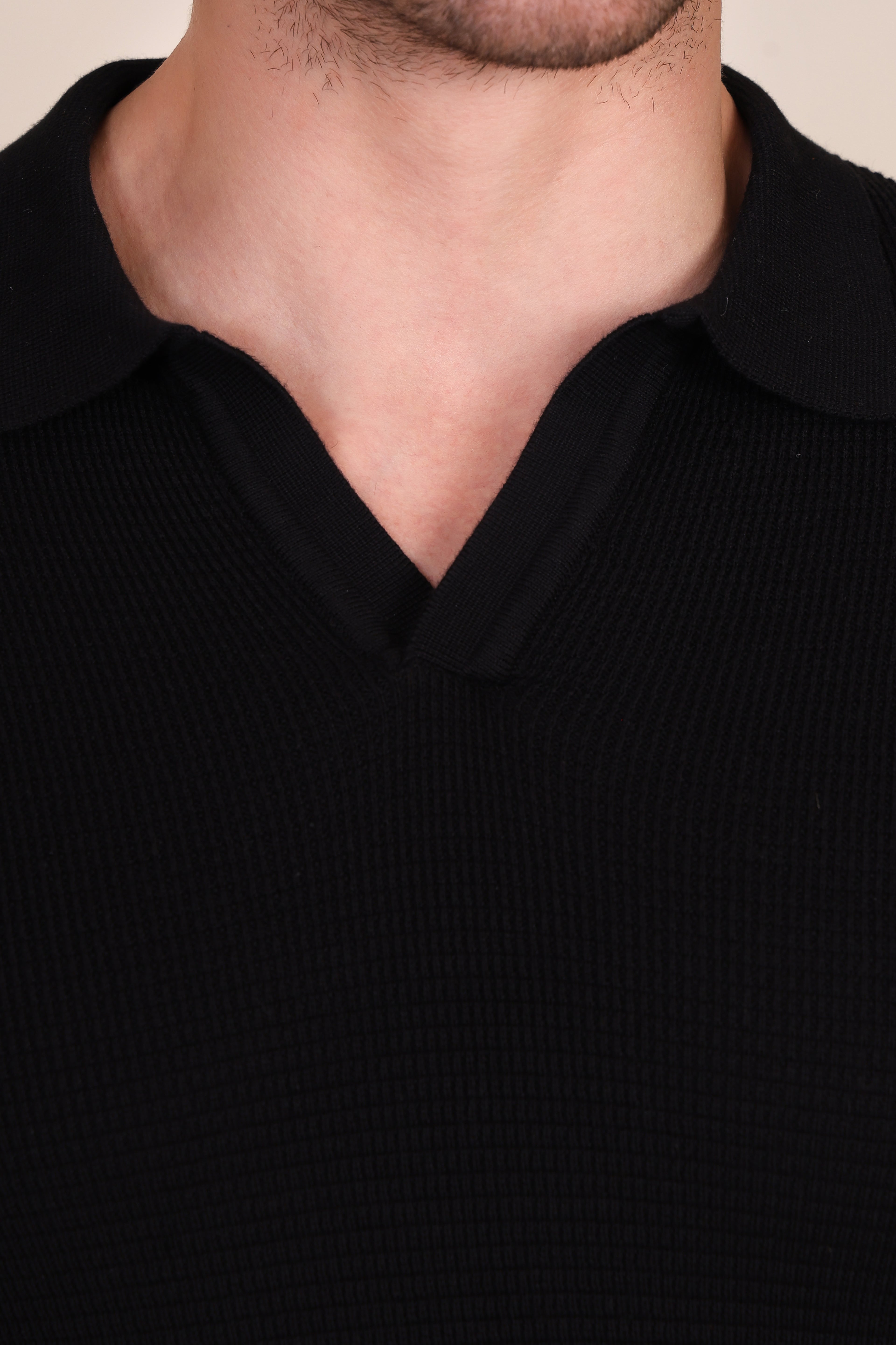 Black Flat Knit Polo by ITALIANVEGA®