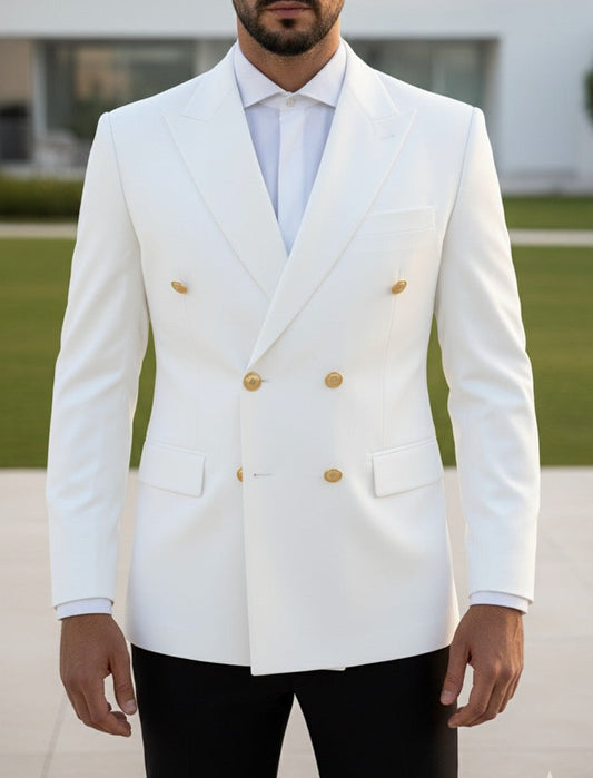 White Double Breasted Blazer by Italian Vega®
