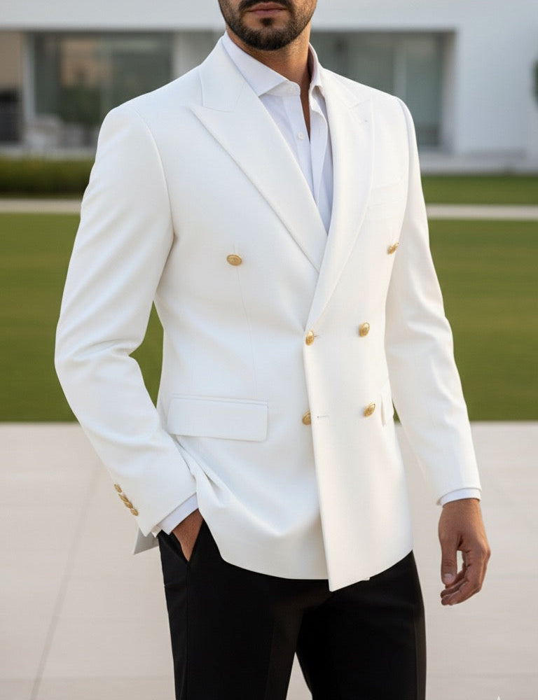 White Double Breasted Blazer by Italian Vega®