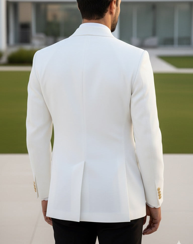 White Double Breasted Blazer by Italian Vega®
