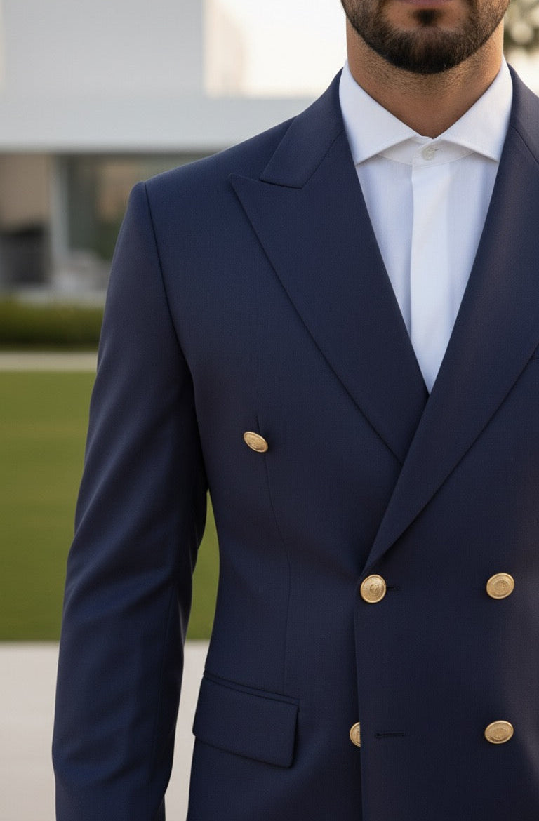 Navy Double Breasted Blazer by Italian Vega®