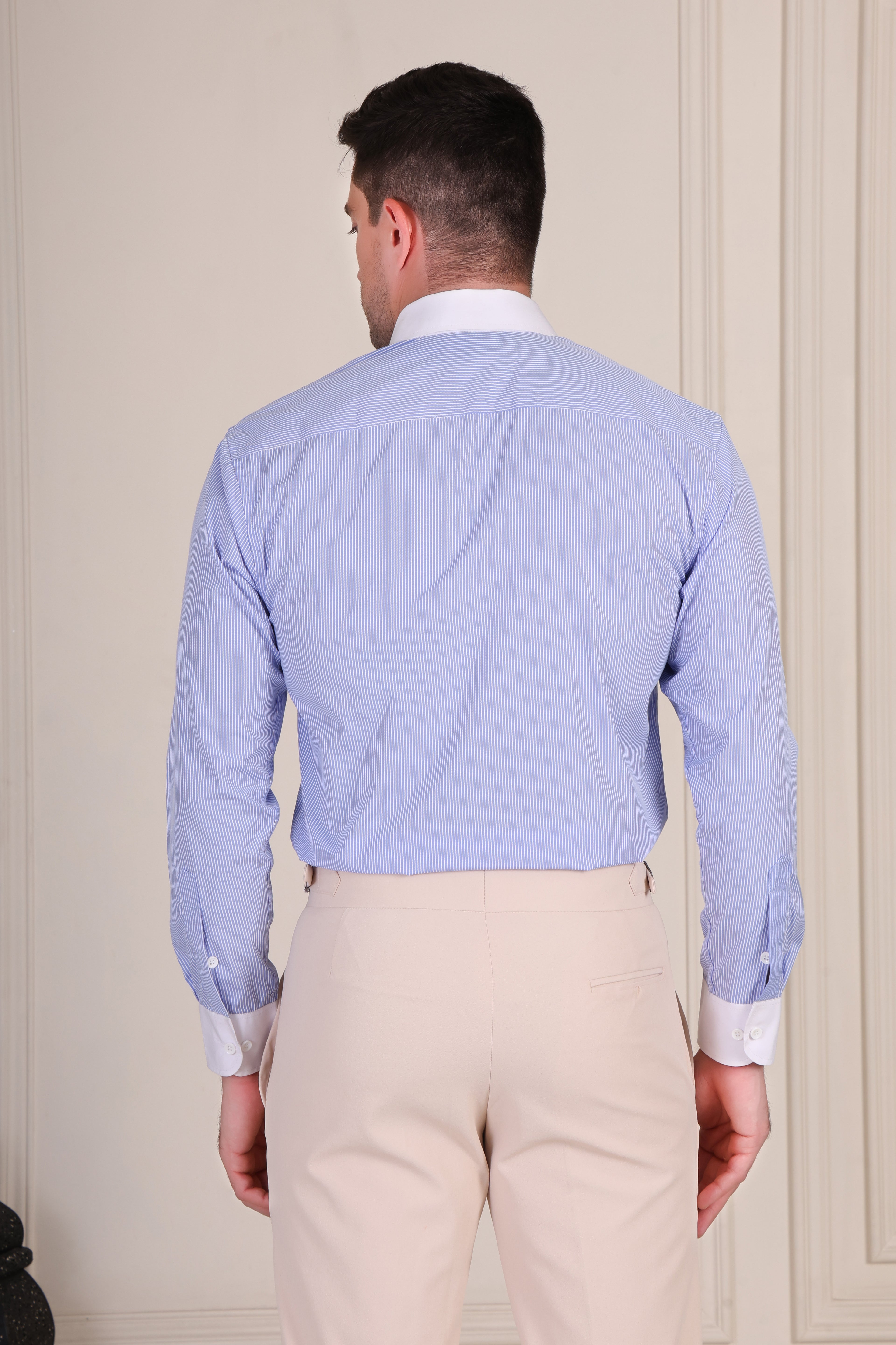 Sky Blue Contrast Pinstripe One Piece Collar by Italian Vega®