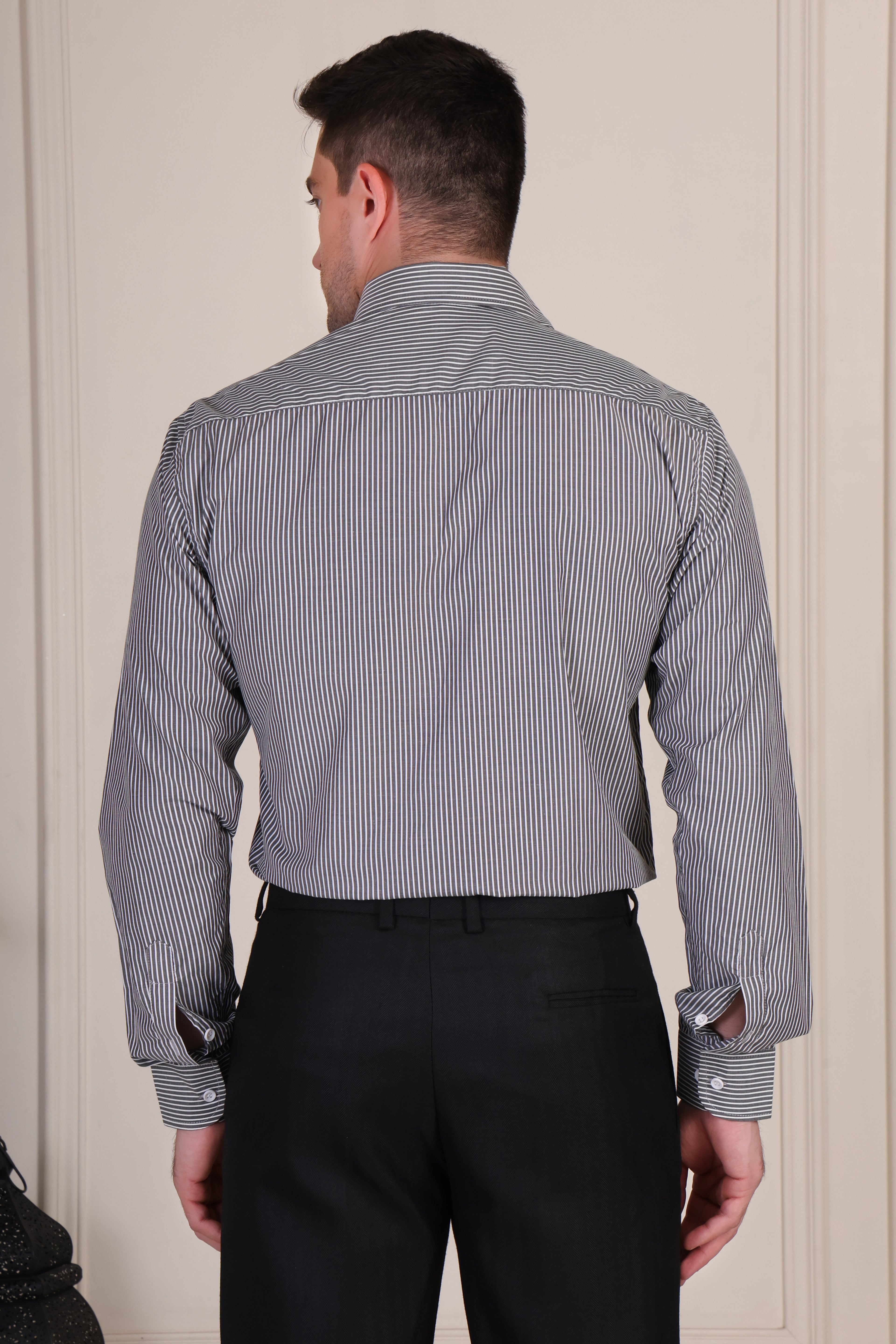 Black Stripe One Piece Collar Shirt by Italian Vega®