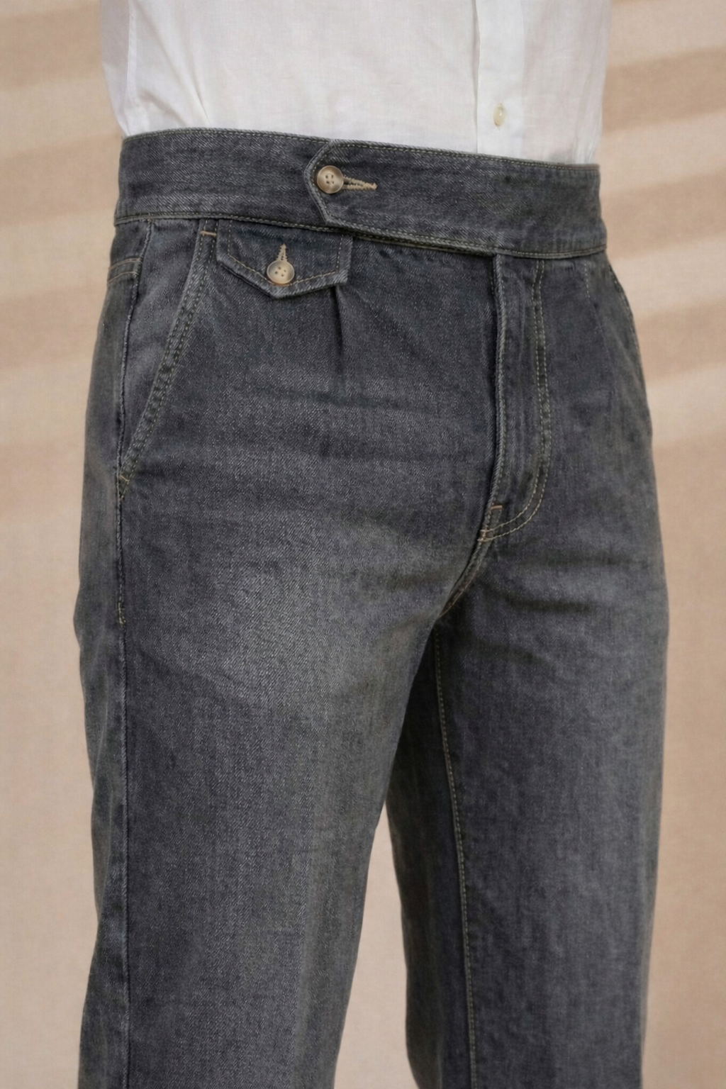 Anthracite Denim Signature Flap Gurkha Trouser Pants | Boot Cut Fit by Italian Vega®