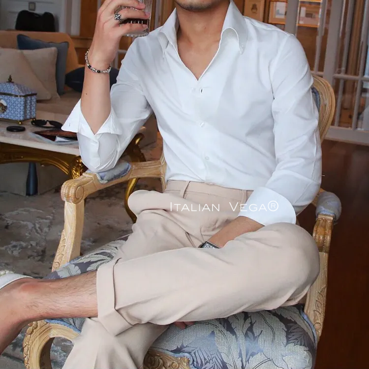 Old Money White Shirt with Beige Signature Buttoned Gurkha Pant by ITALIAN VEGA®