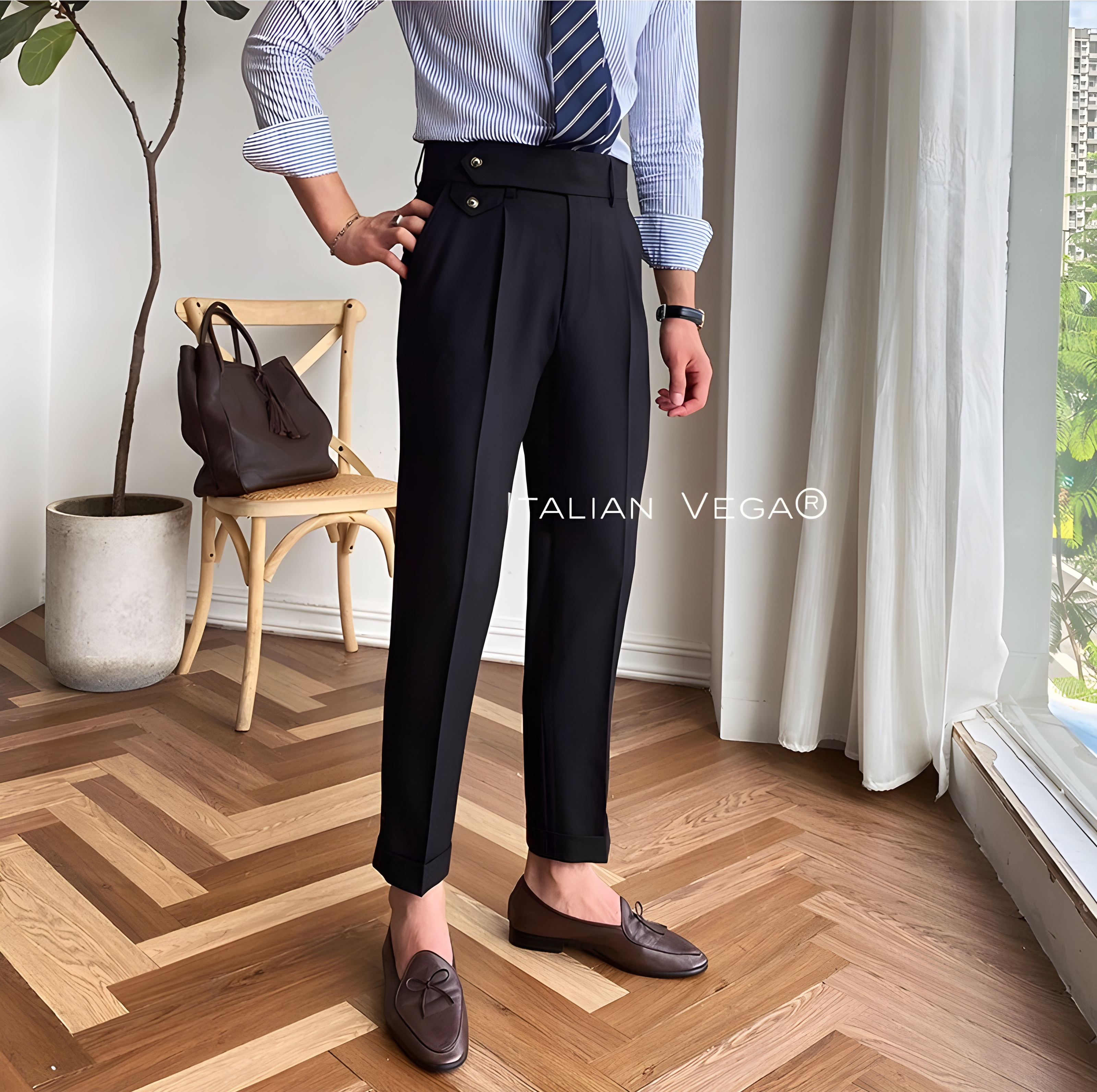 Black Signature Flap Gurkha Pants by ITALIAN VEGA®