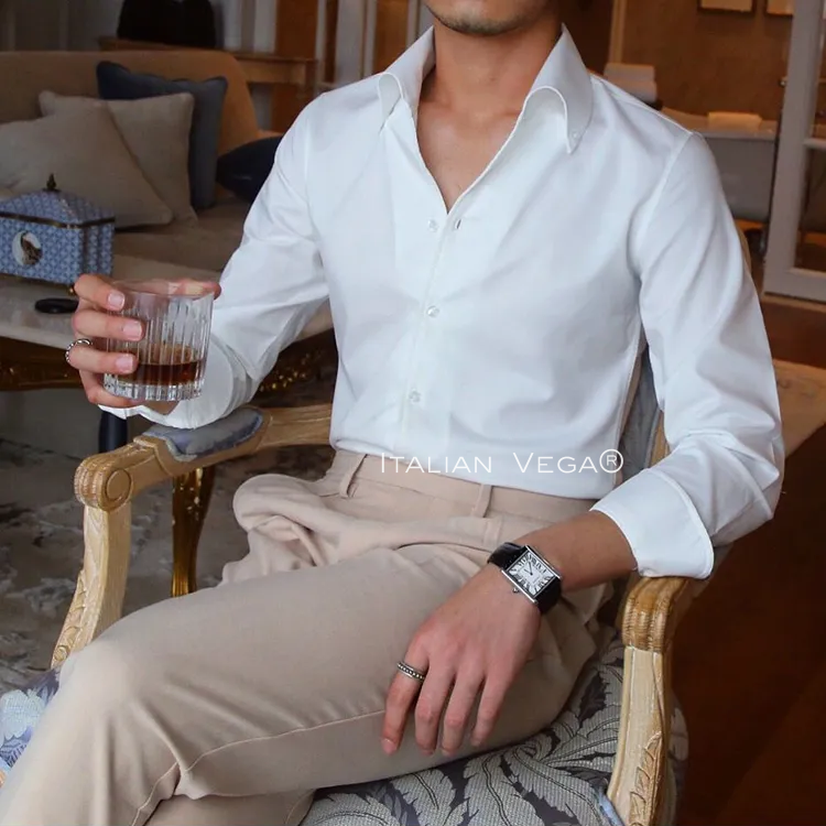 White Old Money Button Down Shirt by Italian Vega®