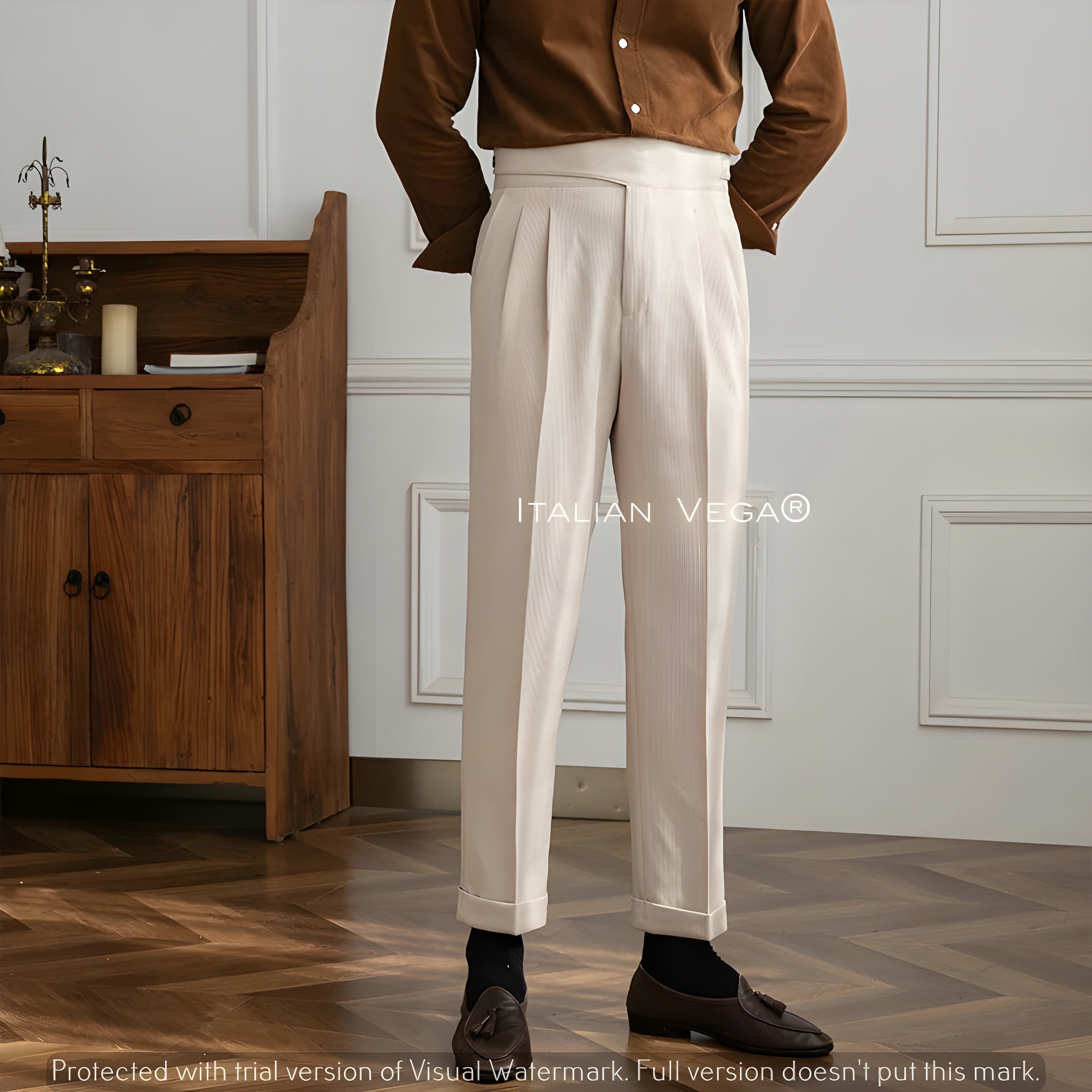 Beige Corduroy Classic Gurkha Pants by Italian Vega®