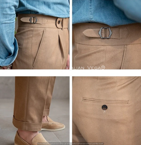 Brown Italian Elegant Gurkha Trousers by Italian Vega®