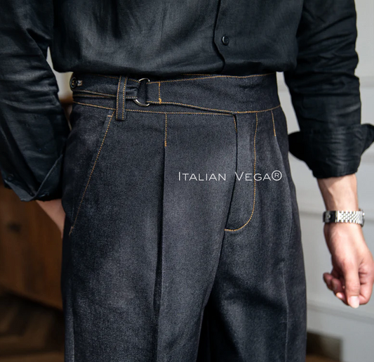 Black Denim Gurkha Trouser by Italian Vega®