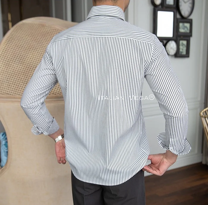 Old Money Grey Stripe Shirt with White Signature Buttoned Gurkha Pant by ITALIAN VEGA®