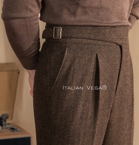 Khakhi Exotic Wool Gurkha Pants by Italian Vega® Limited Edition