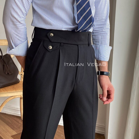 Black Signature Flap Gurkha Pants Italian Vega®