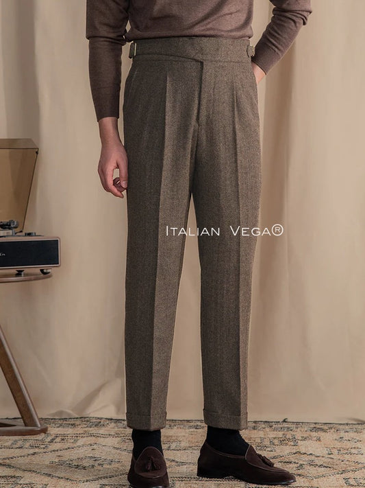 Khakhi Exotic Wool Gurkha Pants by Italian Vega® [Winter Edition]