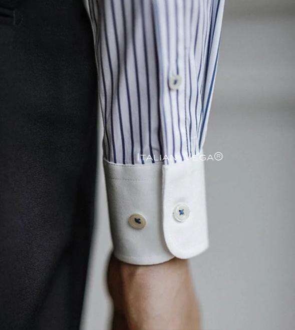 Old Money Classic Stripe Shirt with Ash Grey Signature Buttoned Gurkha Pant by ITALIAN VEGA®