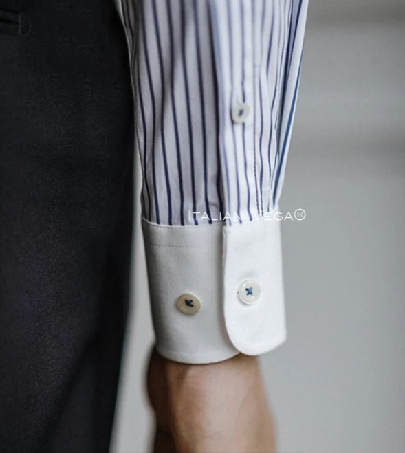 Old Money Classic Stripe Shirt with Elephant Grey Signature Buttoned Gurkha Pant by ITALIAN VEGA®