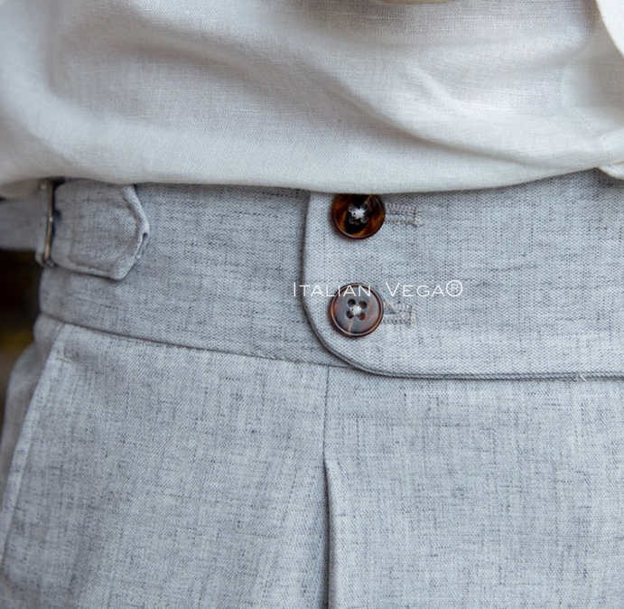 Old Money White Shirt with Ash Grey Signature Buttoned Gurkha Pant by ITALIAN VEGA®