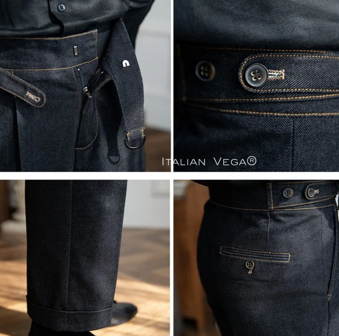 Black Denim Gurkha Trouser by Italian Vega®