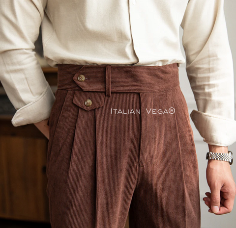 Brown Corduroy Signature Gurkha Pants by Italian Vega®