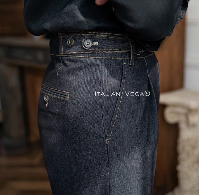 Black Denim Gurkha Trouser by Italian Vega®