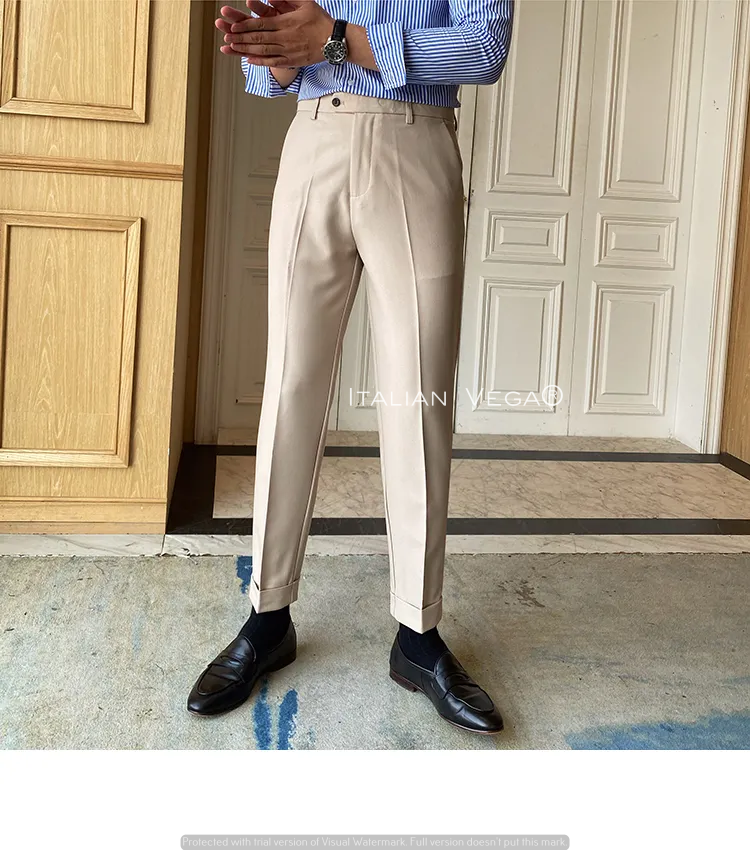 Formal Trouser: Buy Men Light Beige Cotton Formal Trouser Online
