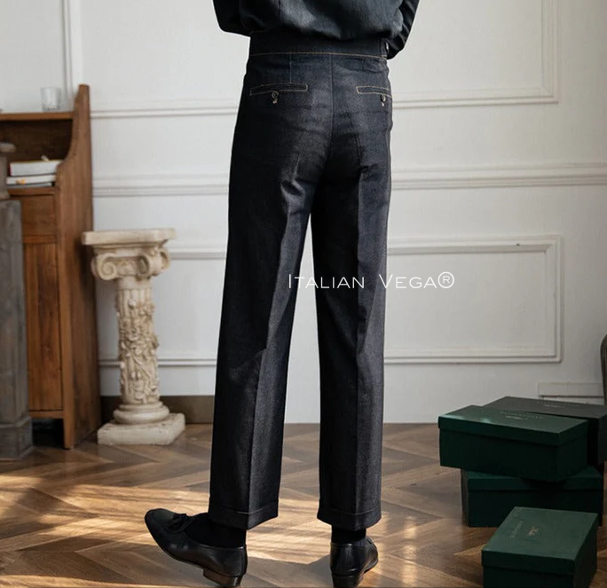 Black Denim Gurkha Trouser by Italian Vega®