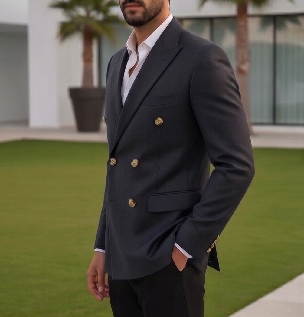 Navy Blue Double Breasted Blazer by Italian Vega®