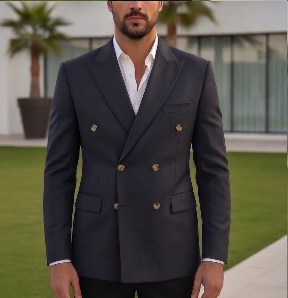 Navy Blue Double Breasted Blazer by Italian Vega®