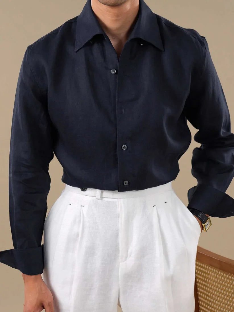 Italian Vega - Solid One Piece Collor Linen Shirt