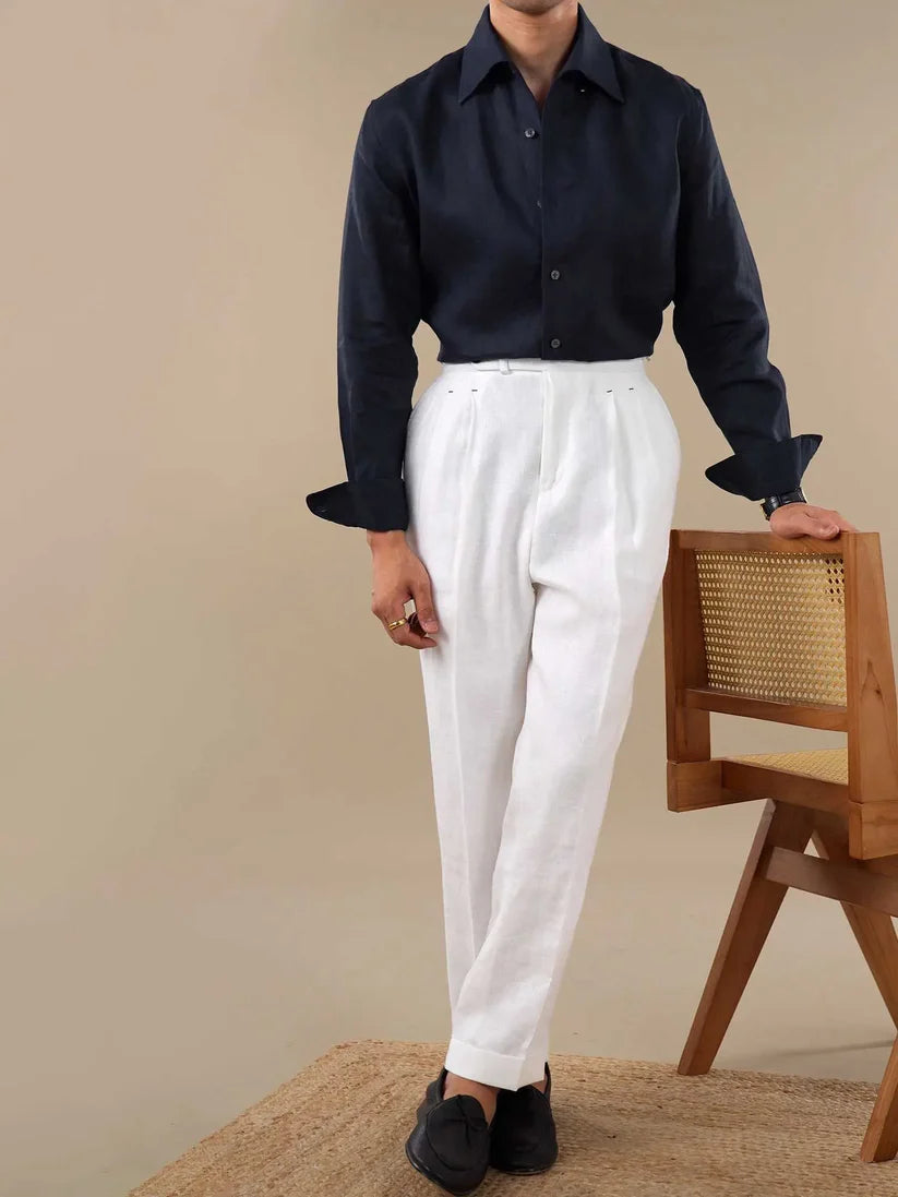 Italian Vega - Solid One Piece Collor Linen Shirt