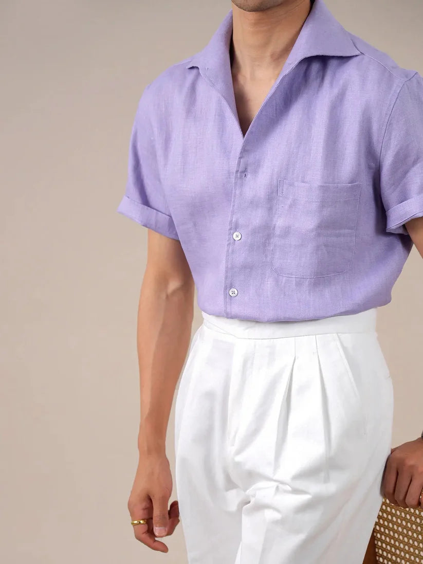 Italian Linnen Short Sleeves One Piece Cutaway Collor by Italian Vega